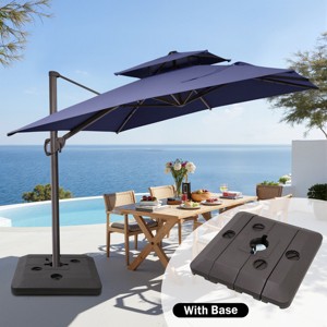 Crestlive Products 9'X11' Double Top Cantilever Umbrella Outdoor 360° Rotation 6 Heights Adjustable Offset Umbrella with Metal Pole and Base - 1 of 4
