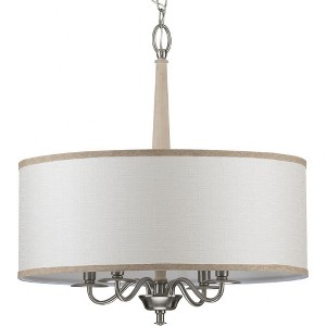 Progress Lighting Durrell 4-Light Chandelier, Brushed Nickel, Sailcloth Linen Shade - 1 of 3