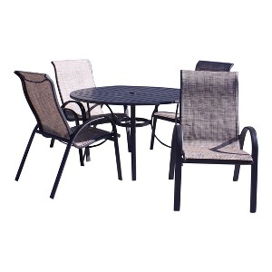 Courtyard Casual Santa Fe 5 pc Sling 48" Round Dining Set with Sling Chairs  Includes one Round table and 4 Sling Chairs - 1 of 4
