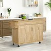 HOMCOM Wooden Rolling Kitchen Island Utility Storage Cart on Wheels with Drawers, Door Cabinets, and Knife Block for Dining Room - 3 of 4