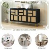 Rattan TV Stand for TVs Up to 55" Aesthetic Rattan Doors Metal Support Legs Handles, Entertainment Center with Storage Media Console, Living Room - 3 of 4