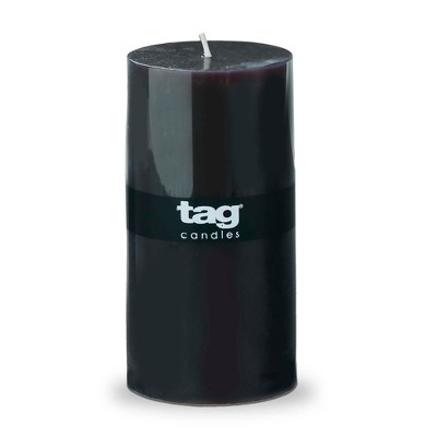 TAG Color Studio 3X6 Pillar Black, Smokeless Paraffin Wax, Burn Time 85 Hours