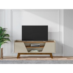 Sapphtopaz Modern TV Stand Media TV Console for TVs Up to 55" with Storage Cabinets & 2 Open Shelves TV Stand with Wood Leg for Living Room - 1 of 4