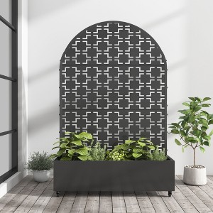 Wrought Iron Black Rectangular Planting Box with Climbing Rack (Square 01) - 183x120x40cm - 1 of 3
