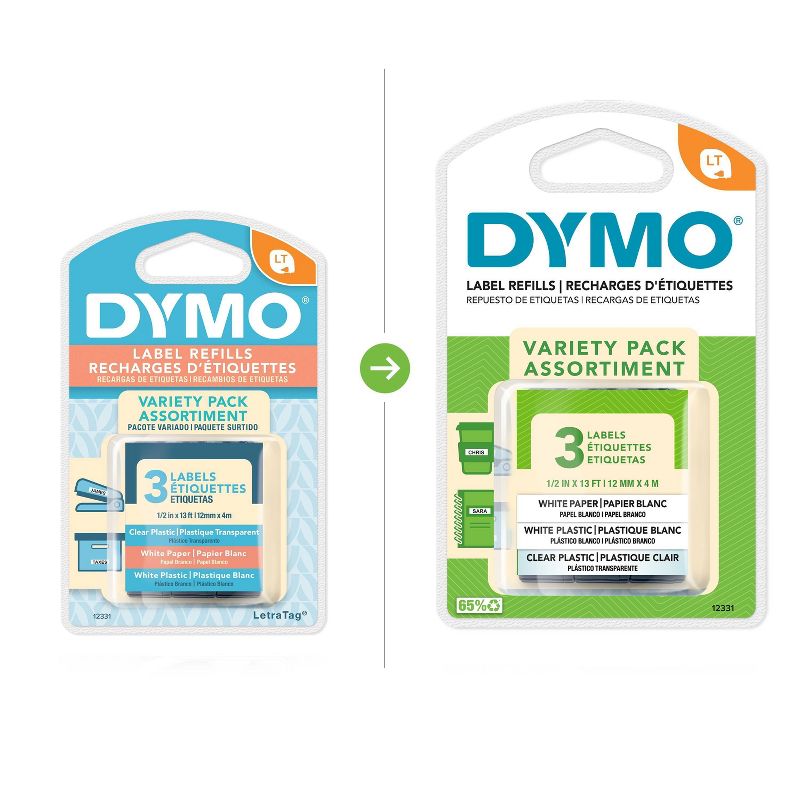 DYMO LetraTag 3pk Label Tape - Clear/White Paper/White Plastic, 3 of 12