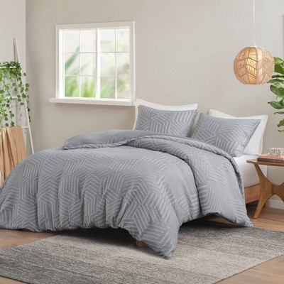 3pc King/California King Hailey Cotton Gauze Waffle Weave Duvet Cover Set  Gray - Urban Habitat