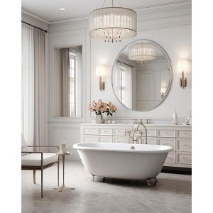 Okak 42/39/36/30IN Minimalism Round Mirror, Wall Mount Bathroom Mirror with Aluminum Frame, Circle Mirror for Bathroom, Living Room, Bedroom - 1 of 4