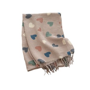 Anna-Kaci Women’s Heart Pattern Soft Knit Scarf with Delicate Fringe Edges and Lightweight Cozy Texture Designed - 1 of 3