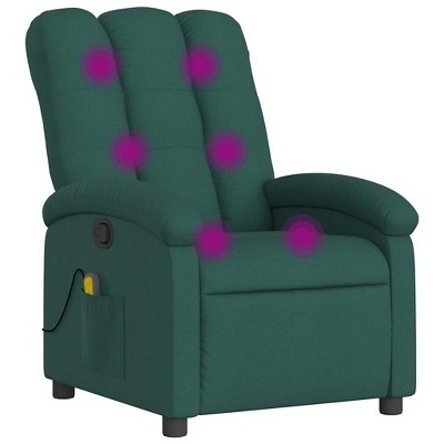 vidaXL Massage Recliner Chair - Dark Green Manual Push Back