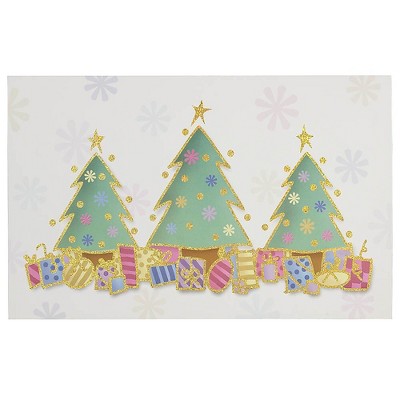 JAM Paper Christmas Cards Set Modern Three Trees and Presents 10/Pack W82044