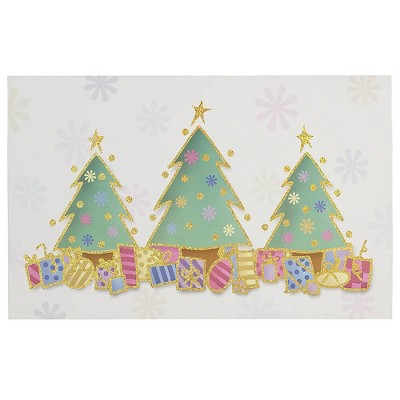 JAM Paper Christmas Cards Set Modern Three Trees and Presents 10/Pack W82044