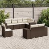 vidaXL Patio Sofa Set with Cushions Outdoor Conversation Furniture Poly Rattan - Brown and Cream With Table - 2 of 4