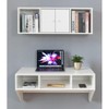 Basicwise Wall Mounted Office Computer Desk and Floating Hutch Cabinet - 2 of 4