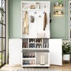 TIRAMISUBEST Elegant Wide Hall Tree with 5 Hooks, Versatile Entryway Lift Top Storage Bench with 2 Drawers, Retro 3-in-1 Coat Rack with Black Handles - 3 of 4
