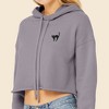 Dalix Black Cat Embroidered Fleece Cropped Hoodie Cold Fall Winter Women - 4 of 4