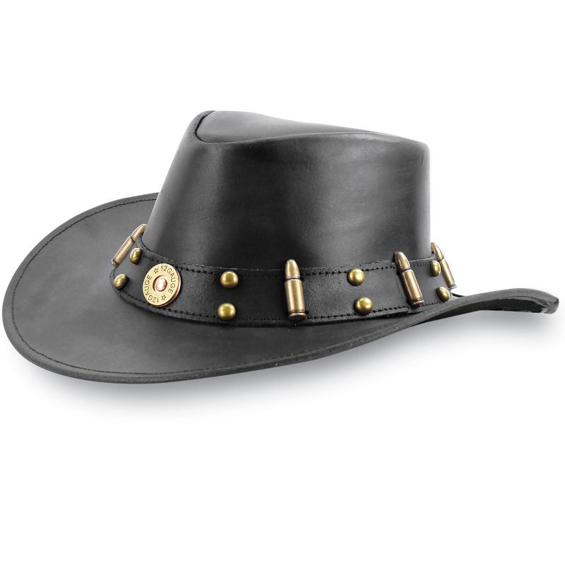 Collections Etc Leather Bullet Trimmed Hat, 5 of 7