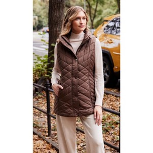Weatherproof Women's Mixed Quilted Longline Vest - 1 of 4