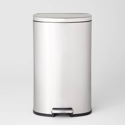 Simplehuman 45l Rectangular Step Trash Can With Liner Pocket Brushed  Stainless Steel And Gray Plastic Lid : Target