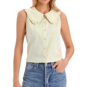 INSPIRE CHIC Women's Sleeveless Button Down Peter Pan Collar Casual Tank Tops - 1 of 4