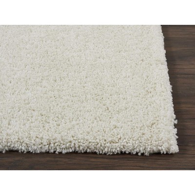 Ivory Beige Shag Runner Rug 2'2" x 7'6" Synthetic