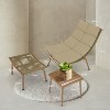 Nellie Wood-Color Alloy Frame Chaise Lounge with Ottoman, Patio Chair with Table and Cushions, 380lbs Capacity, Outdoor Furniture - Maison Boucle - 3 of 4