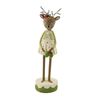 Christmas 7.25" Reindeer Girl With Holly A Pinch Of Prim  -  Decorative Figurines