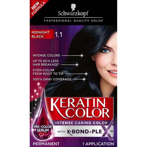 Schwarzkopf Keratin Color Permanent Hair Color Cream 1 1 Midnight Black 2 03 Fl Oz