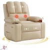 Swivel Rocking Recliner Chair, PU Leather Reclining Nursery Rockers with Heat & Massage 360° Round Base Rocker Recliner Chair - 2 of 4