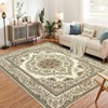 Floral Medallion Area Rug Low-Pile Printed Carpet for Indoor Home Decor in Entryway, Bedroom, Living Room, Office Kitchen - 3 of 4