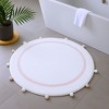 HomeRoots 32" Light Pink And White Cotton Round Geometric Bath Rug - 2 of 4