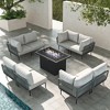LayinSun 9 Pieces Rope Woven Patio Furniture Set, Modern Modular Sectional Sofa with Fire Pit Table and Upgrade Thickness Cushion - 2 of 4