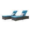 Outdoor Recliner Set of 2,Rattan Recliners With Adjustable Backrest,Table And Cushion,Recliner With Storage For Poolside-Cuddlewood - 3 of 4