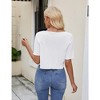 Womens Cropped Cardigan Tie Front Short Sleeve V Neck Tops Ribbed Knit Sweater Cardigan Open Front Cardigan Tie Front Soft Tops,White - 2XL - 2 of 4