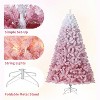 Artificial Christmas Tree w/Warm White LED Lights,7.5Ft Pink Gradient Snow Frosted Xmas Tree for Holiday Deco w/Realistic Branch Tips, Metal Stand - 4 of 4