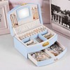 iMountek "2-Layer Lockable Jewelry Box for Women & Girls, Leather Organizer for Rings, Earrings, Necklaces" Purple - 3 of 4