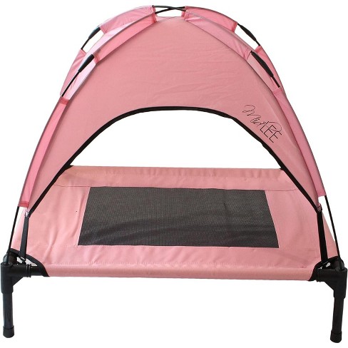 Midlee Pink Dog Cot Bed With Canopy x large 36