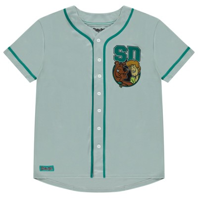 Mens Scooby Doo Baseball Jersey - Scooby Doo, Shaggy, Velma - Throwback Classic Mesh Botton Down Baseball Jersey