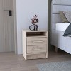 GlasFlength Nightstands Modern Two Drawer Bedside Table with Metal Handles Simple Design for Bedroom Storage, Gray, 15.7"*14.7"*19.9" - 2 of 4