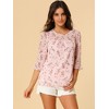INSPIRE CHIC Women's Round Neck Ruffle 3/4 Sleeve Floral Print Chiffon Blouse - 2 of 4