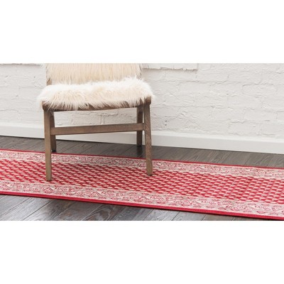 Vibrant Red Indoor Runner Rug with Easy-Care Synthetic Weave