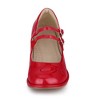 BLISSFUL STEP Women's Square Toe Ankle Strap Block Heels Mary Jane Pumps - 2 of 3