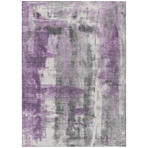 Purple And Ivory Abstract Washable Indoor Outdoor Area Rug - 1 of 4