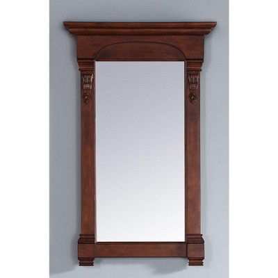 Warm Cherry Rectangular Wood Framed Bathroom Vanity Mirror