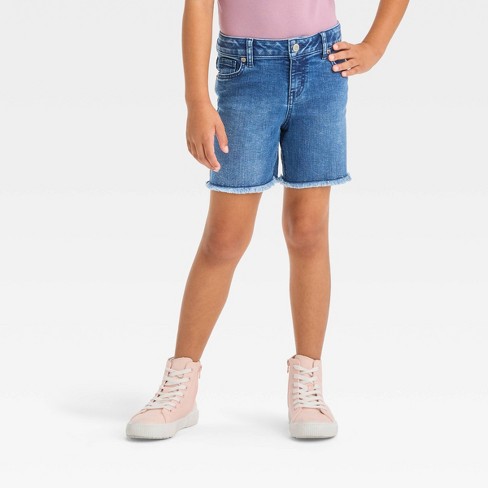 Girls' Mid-rise Cut-off Midi Jean Shorts - Cat & Jack™ : Target