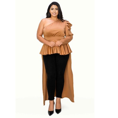 L I V D Women's Nicolette One Shoulder Peplum Top