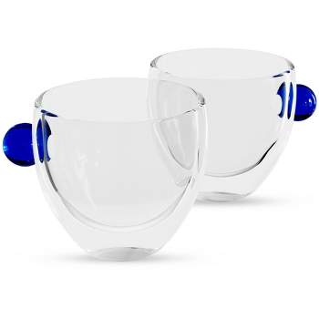 Elle Decor Insulated Coffee Mug Set Of 2 Double Wall Diamond Shaped Glasses,  Tea Cups, Glass Coffee Mugs, Clear : Target