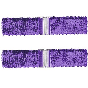 Allegra K Women's Stretchy Wide Waist Belts Interlock Buckles Shinny Sequins Decor Belts for Dresses 2 Pcs - 1 of 4