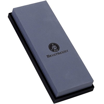 Messermeister Two-Sided Clog-Free 400 & 1000 Grit Starter Knife Sharpening Stone with Slip-Free, Secure Silicone Base