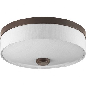 Progress Lighting Weaver 1-Light LED Flush Mount, Antique Bronze, Linen Drum Shade - 1 of 2