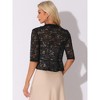 Allegra K Women's Evening Wedding Half Sleeve Ruffle Hem Elegant Lace Cardigan - 3 of 4